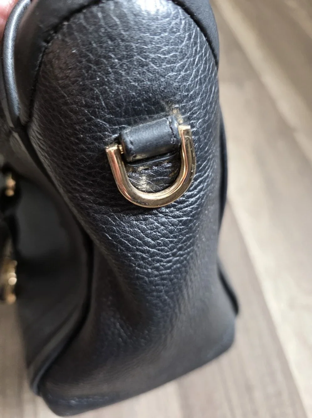 Michael Kors Black Y2K Carine Satchel Pebbled Leather Gold Medium Queen Bag